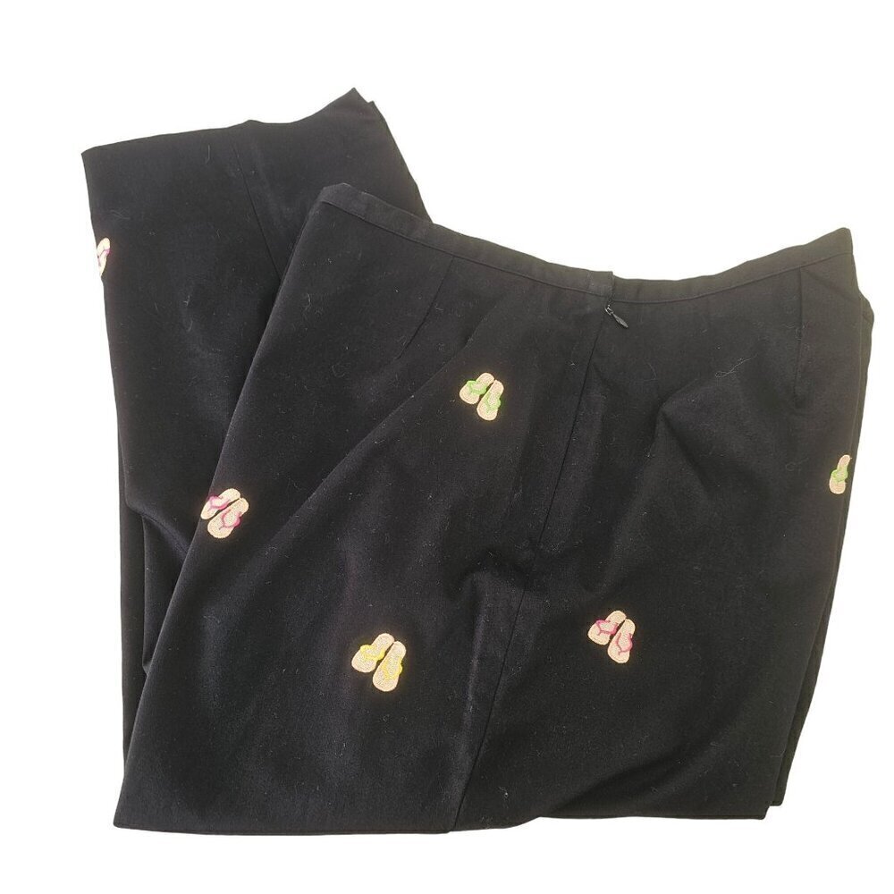 Good Clothes Black Cotton Crop Pants Stretch Womens 12 Embroidered Sandals - Picture 2 of 9